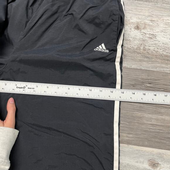 Vintage‎ y2k Adidas Black White Mens M Side Stripe Track Windbreaker Pants Lined - Picture 5 of 9